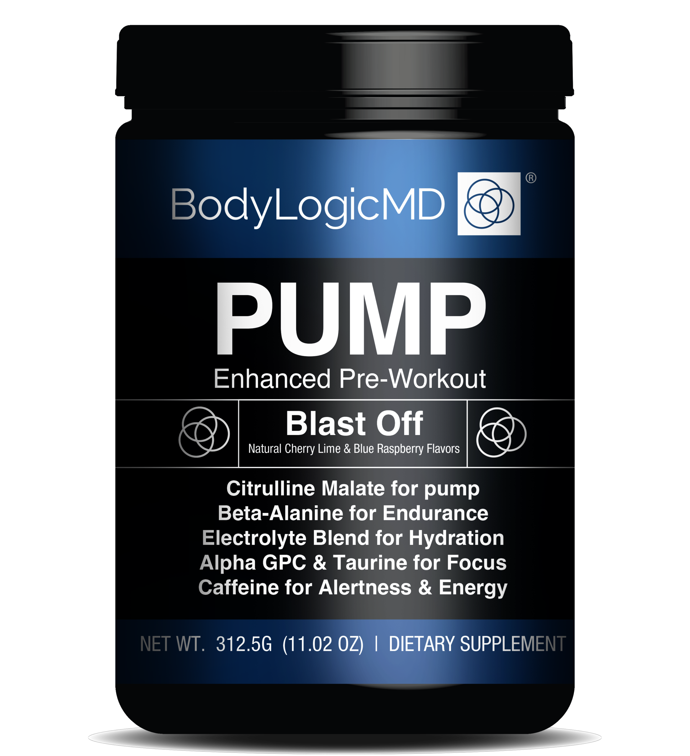 Pump Enhanced Pre-Workout Powder- Blast Off (Cherry+Lime+Blue Rasberry)